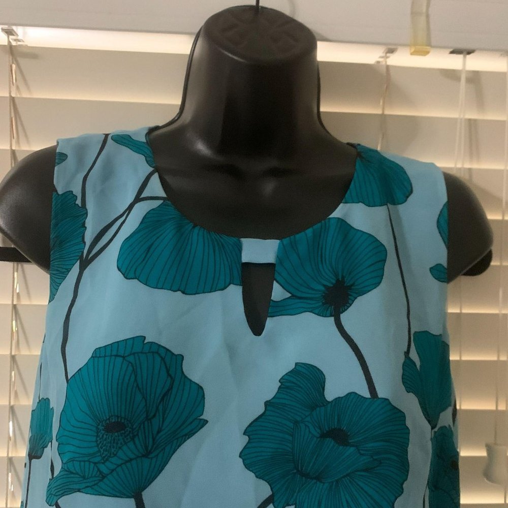 Cabi / XS / Teal Floral Tank Top Blouse - Picture 2 of 7